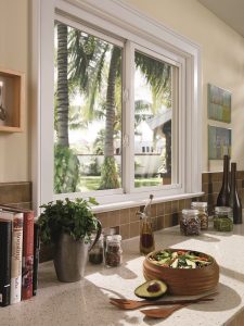 Large slider windows in a kitchen